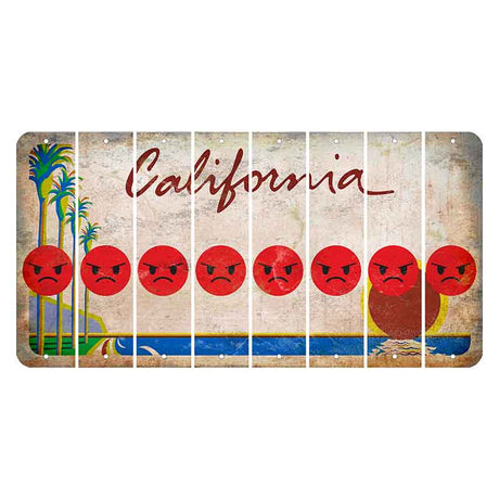 California Coastline Cut License Plate Strips (Set of 8) Emoji - Angry