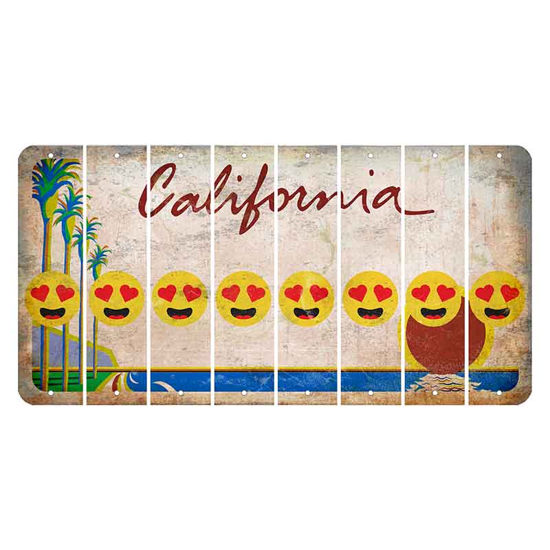 California Coastline Cut License Plate Strips (Set of 8) Emoji - Heart Eyes