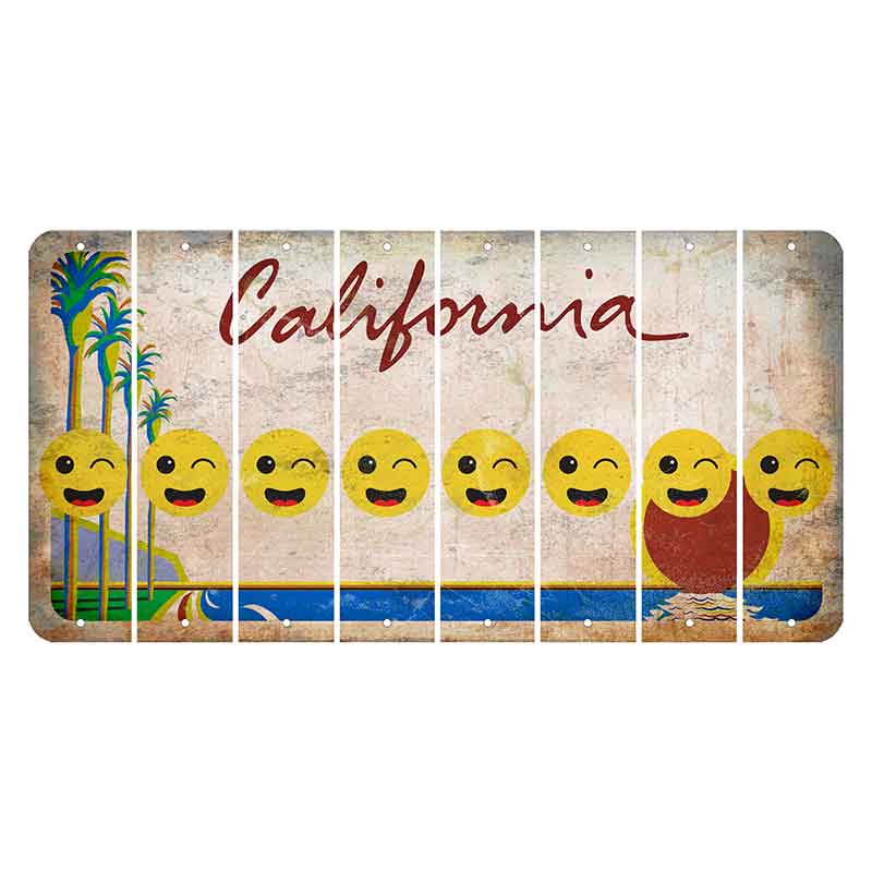 California Coastline Cut License Plate Strips (Set of 8) Emoji - Winking