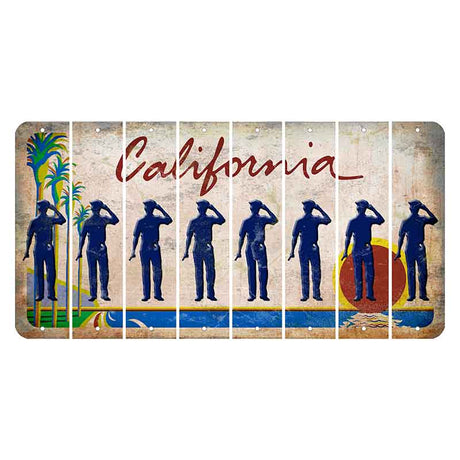 California Coastline Cut License Plate Strips (Set of 8) Police Officer