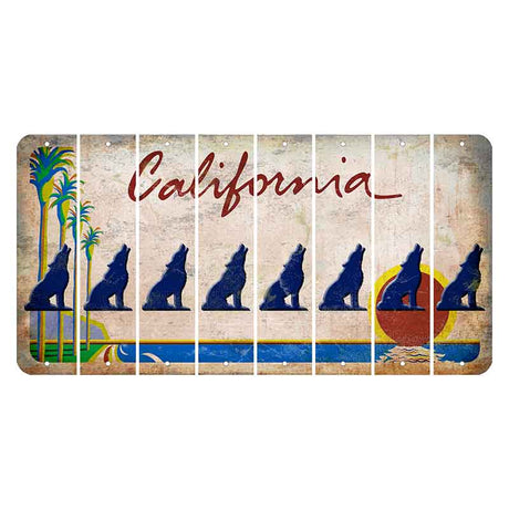 California Coastline Cut License Plate Strips (Set of 8) Howling Wolf
