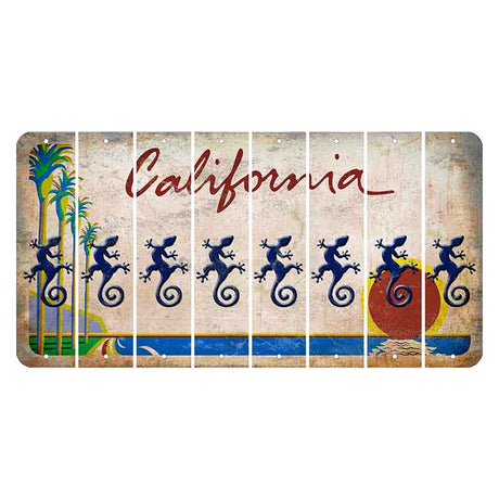 California Coastline Cut License Plate Strips (Set of 8) Gecko