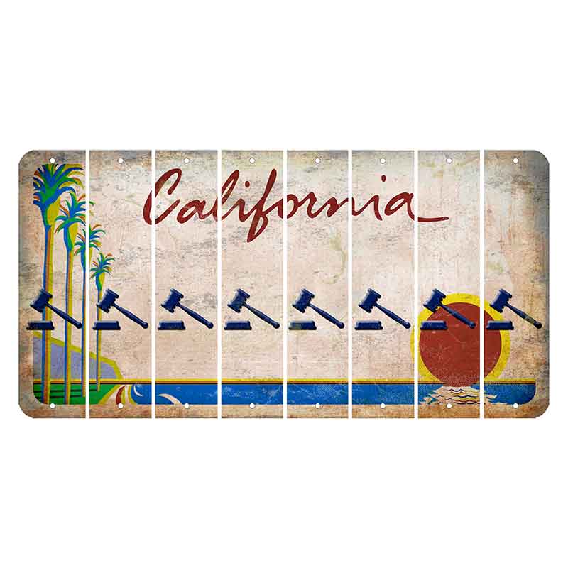 California Coastline Cut License Plate Strips (Set of 8) Gavel