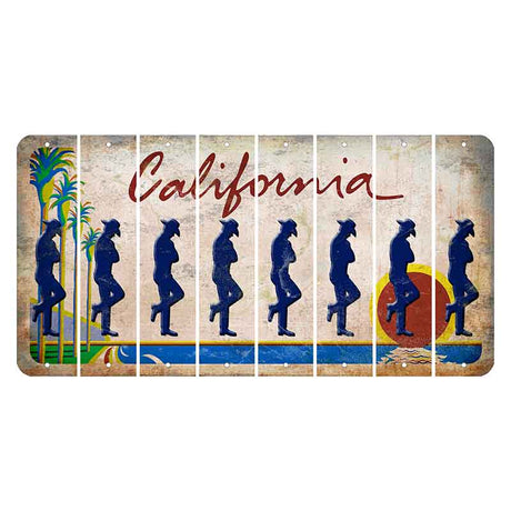 California Coastline Cut License Plate Strips (Set of 8) Cowboy - Leaning