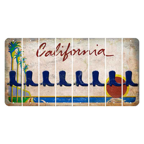 California Coastline Cut License Plate Strips (Set of 8) Cowboy Boot
