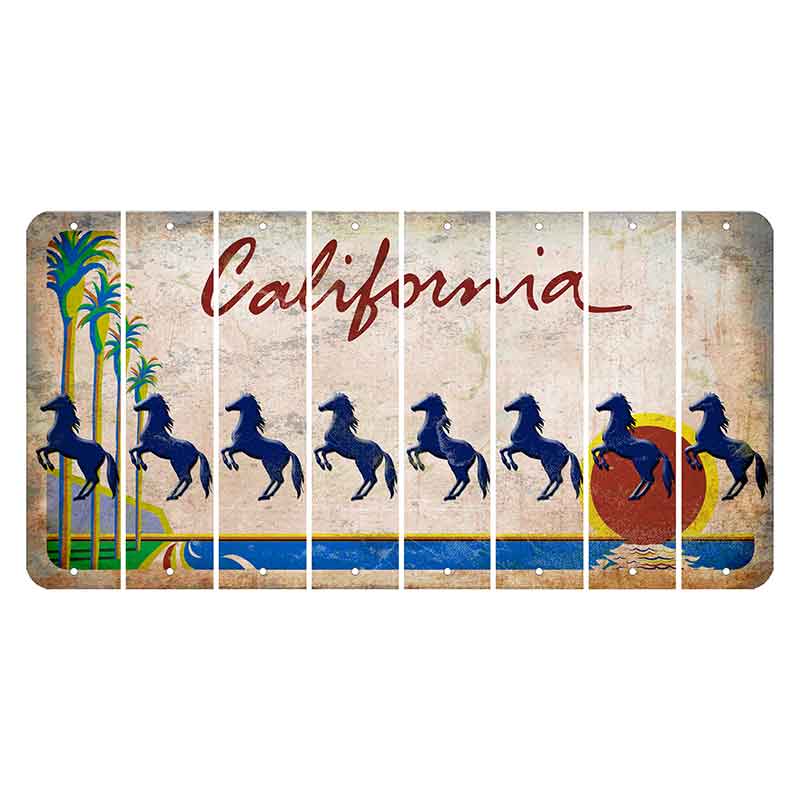 California Coastline Cut License Plate Strips (Set of 8) Horse