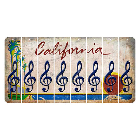 California Coastline Cut License Plate Strips (Set of 8) Music Note