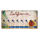 California Coastline Cut License Plate Strips (Set of 8) Skier