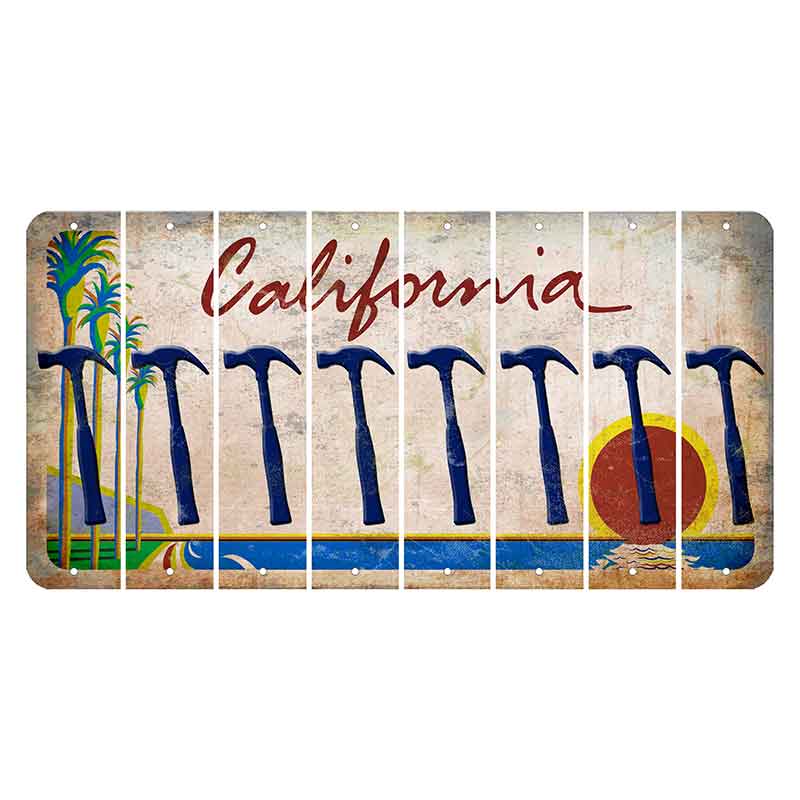 California Coastline Cut License Plate Strips (Set of 8) Hammer