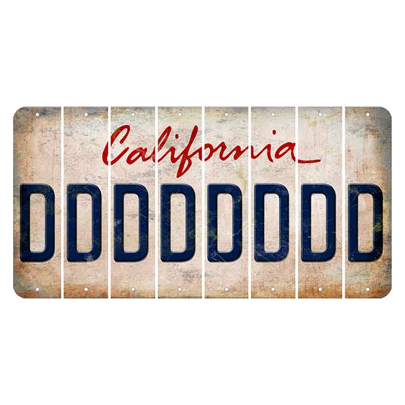 California White Cut License Plate Strips (Set of 8) D