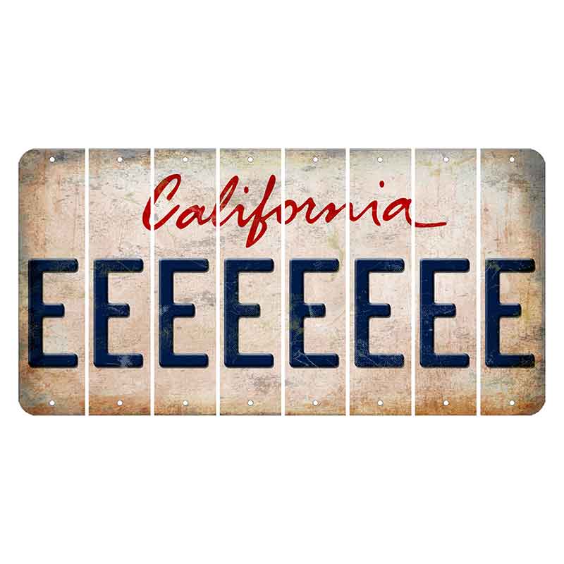 California White Cut License Plate Strips (Set of 8) E
