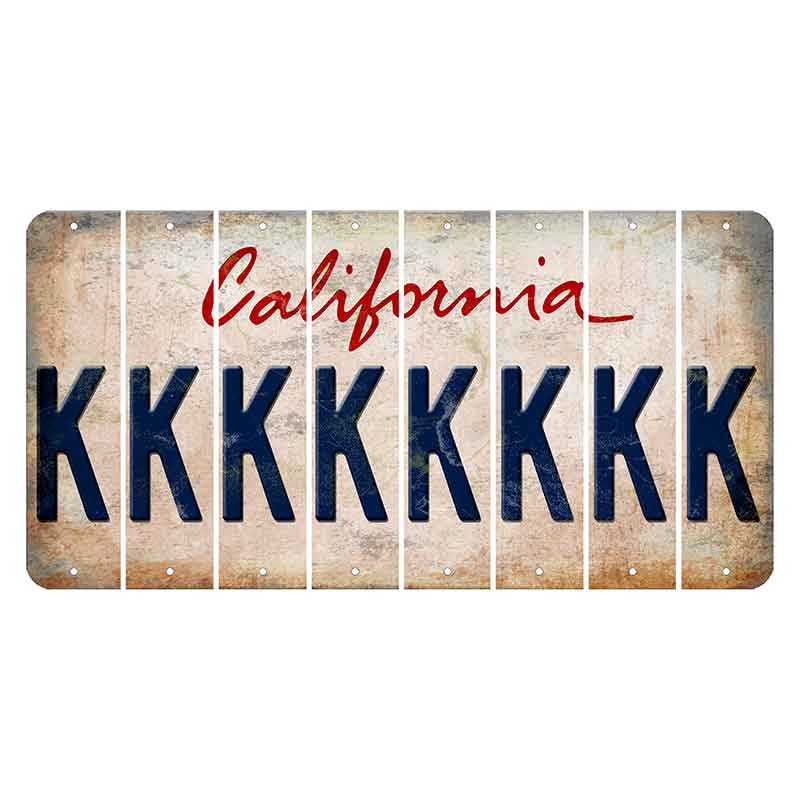 California White Cut License Plate Strips (Set of 8) K