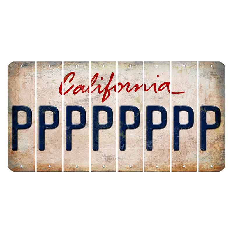California White Cut License Plate Strips (Set of 8) P