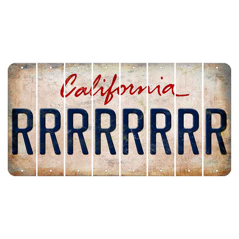 California White Cut License Plate Strips (Set of 8) R