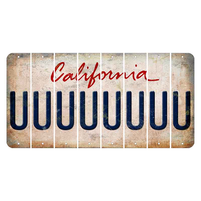 California White Cut License Plate Strips (Set of 8) U