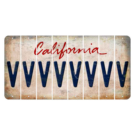 California White Cut License Plate Strips (Set of 8) V