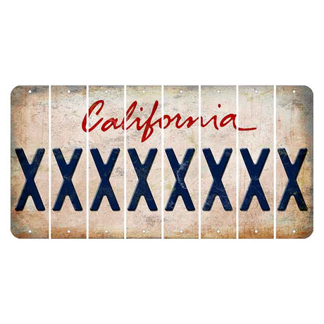 California White Cut License Plate Strips (Set of 8) X