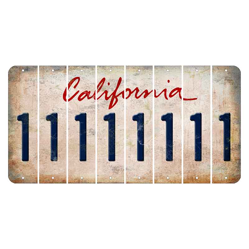 California White Cut License Plate Strips (Set of 8) 1