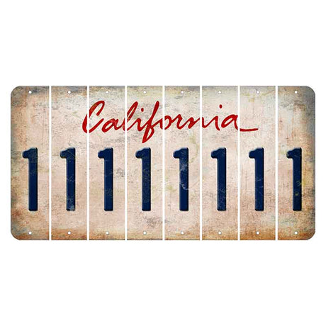 California White Cut License Plate Strips (Set of 8) 1