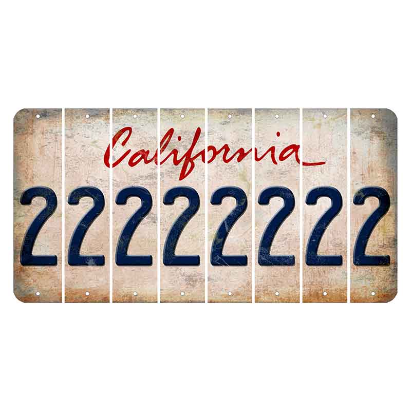 California White Cut License Plate Strips (Set of 8) 2