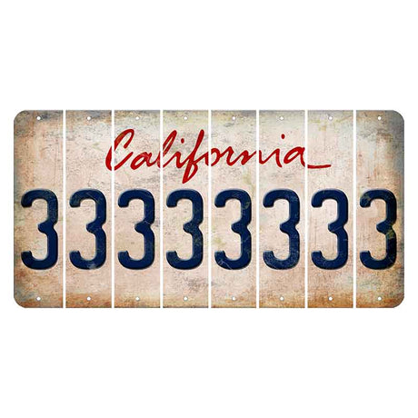 California White Cut License Plate Strips (Set of 8) 3