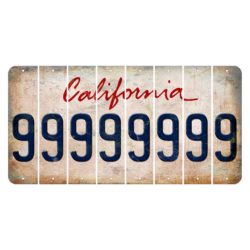 California White Cut License Plate Strips (Set of 8) 9