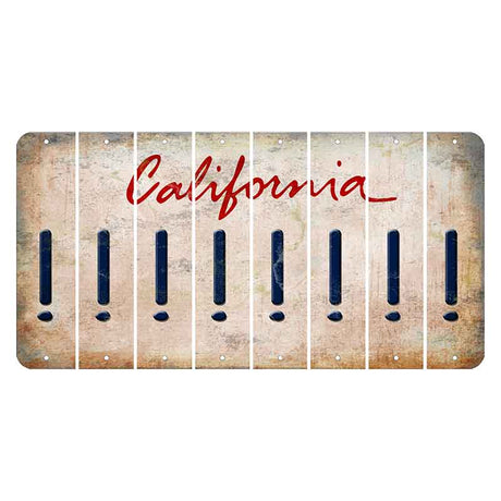 California White Cut License Plate Strips (Set of 8) Exclamation Point