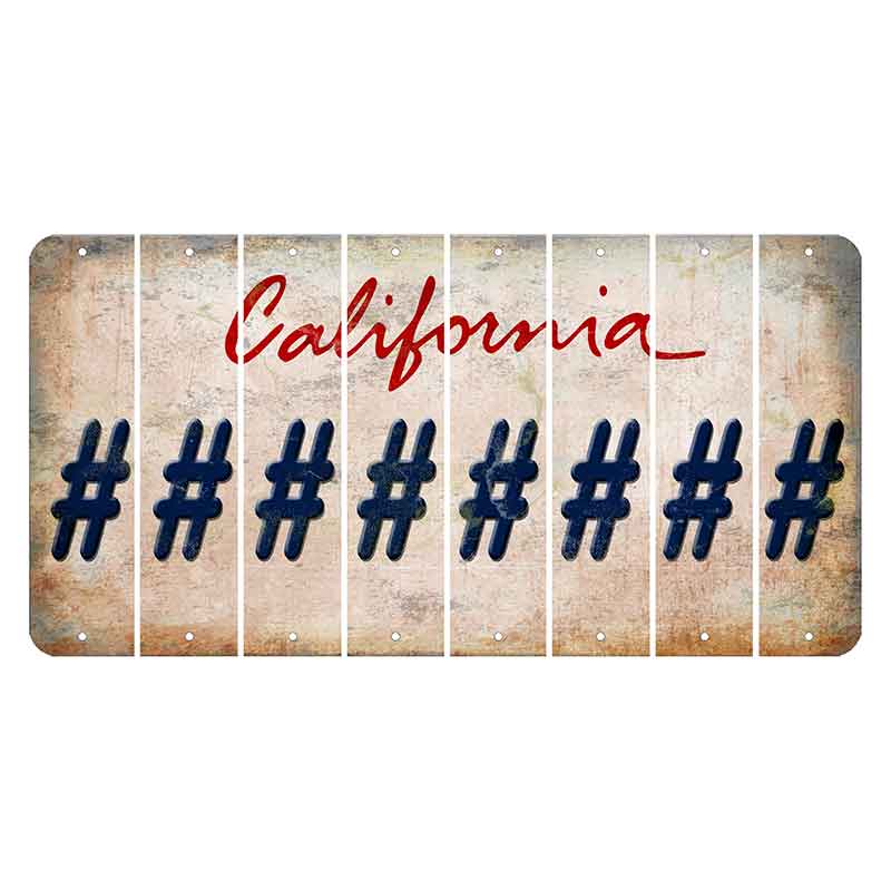 California White Cut License Plate Strips (Set of 8) Hashtag