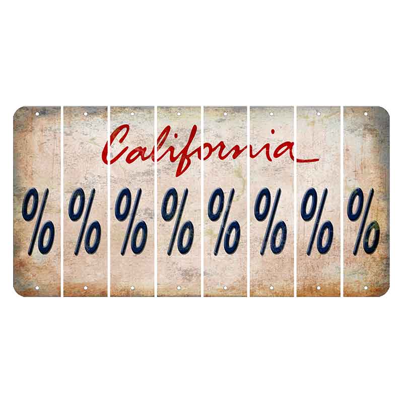 California White Cut License Plate Strips (Set of 8) Percent Sign