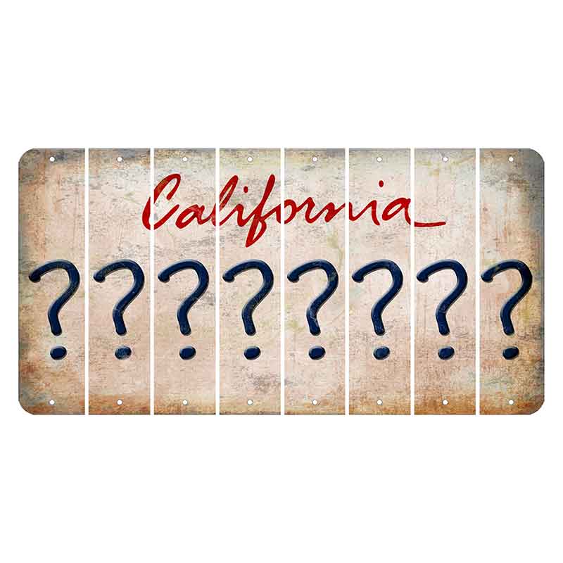 California White Cut License Plate Strips (Set of 8) Question Mark