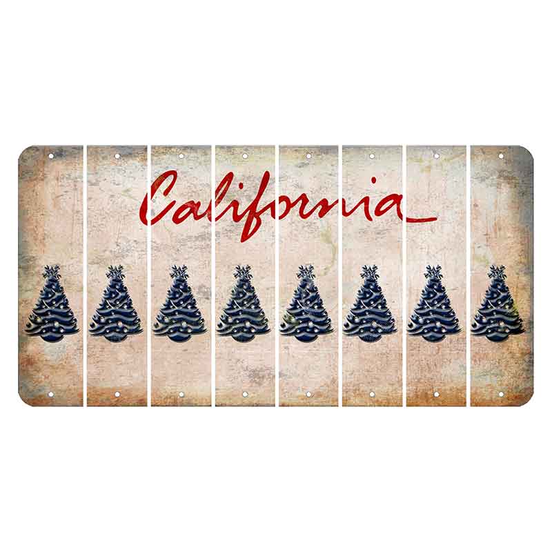 California White Cut License Plate Strips (Set of 8) Christmas Tree