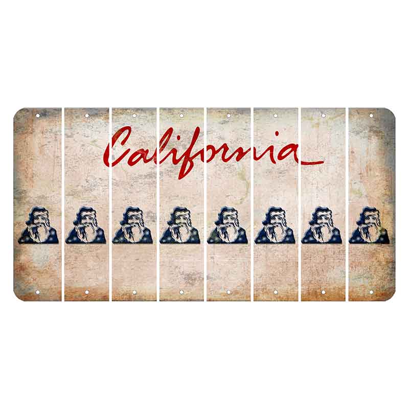 California White Cut License Plate Strips (Set of 8) Santa Claus