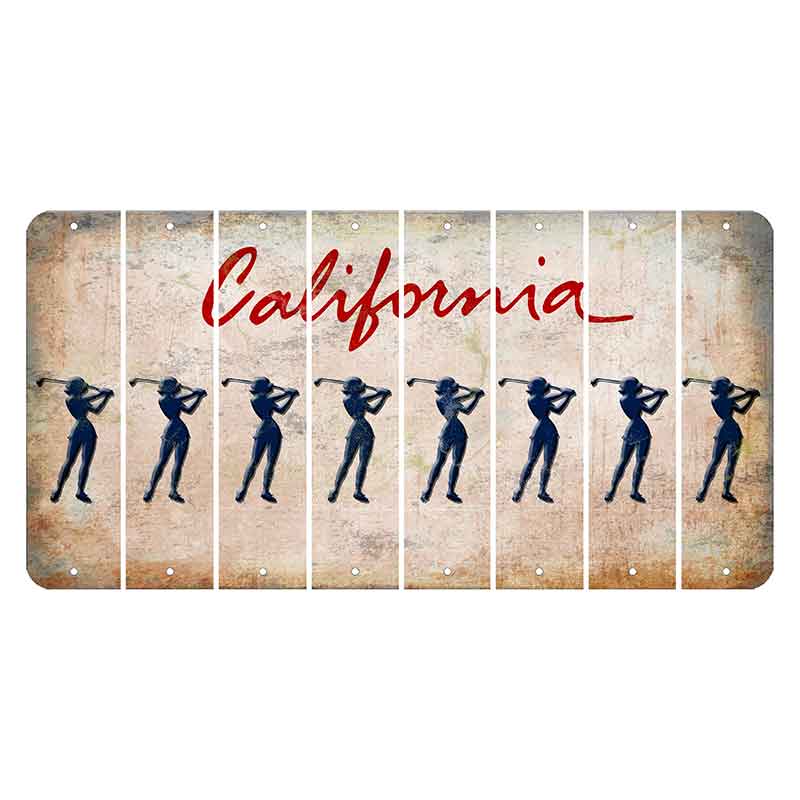 California White Cut License Plate Strips (Set of 8) Female Golfer