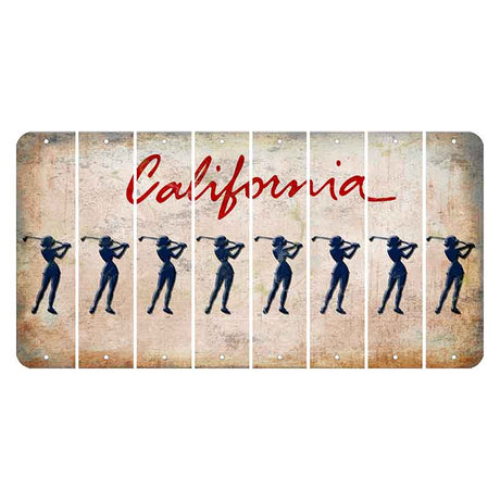 California White Cut License Plate Strips (Set of 8) Female Golfer