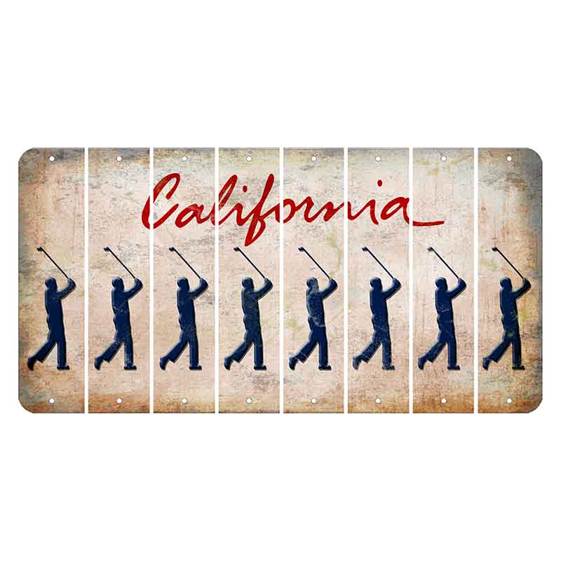 California White Cut License Plate Strips (Set of 8) Male Golfer
