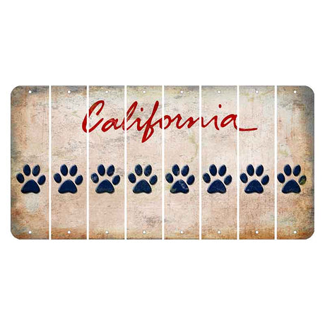 California White Cut License Plate Strips (Set of 8) Dog Paw