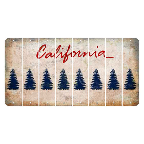 California White Cut License Plate Strips (Set of 8) Pine Tree