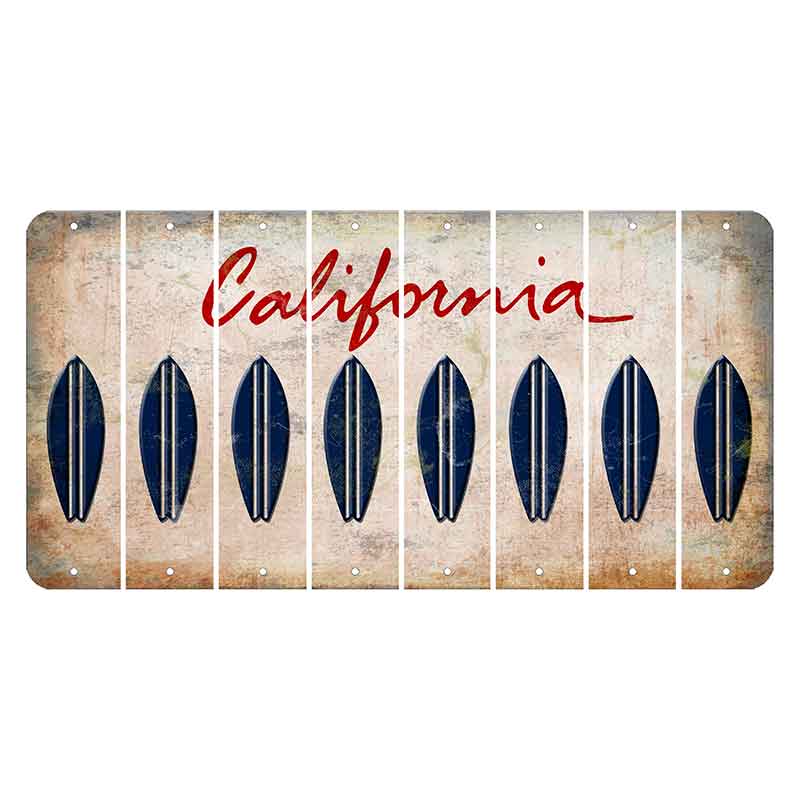California White Cut License Plate Strips (Set of 8) Surfboard