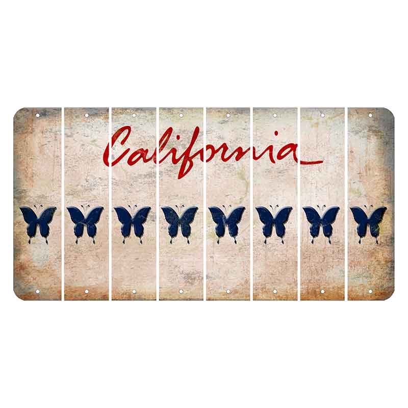 California White Cut License Plate Strips (Set of 8) Butterfly