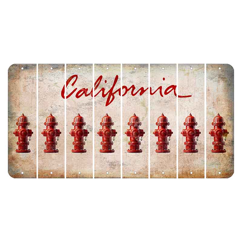 California White Cut License Plate Strips (Set of 8) Fire Hydrant