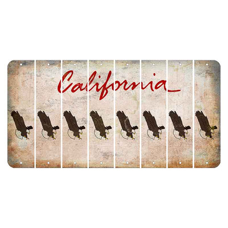 California White Cut License Plate Strips (Set of 8) Bald Eagle