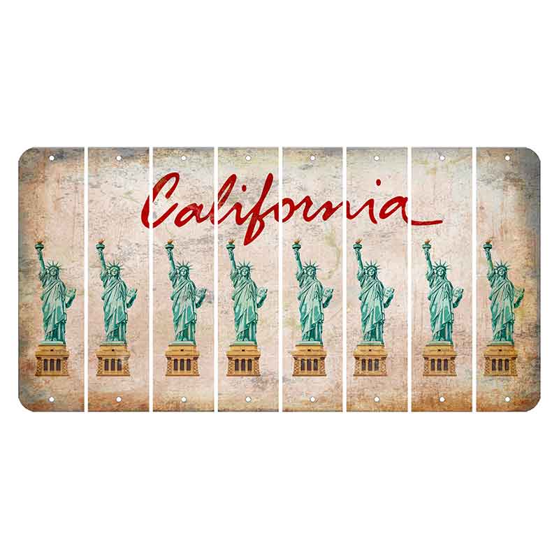 California White Cut License Plate Strips (Set of 8) Statue of Liberty