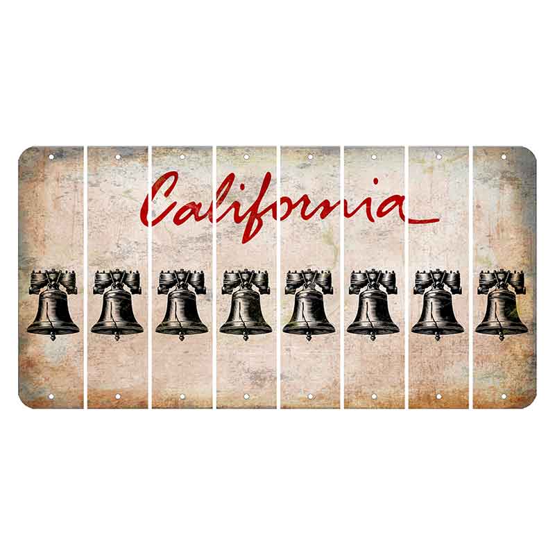 California White Cut License Plate Strips (Set of 8) Liberty Bell