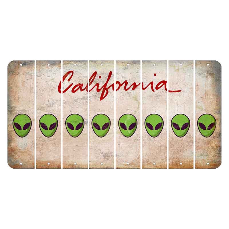 California White Cut License Plate Strips (Set of 8) Alien