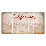 California White Cut License Plate Strips (Set of 8) Baseball