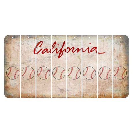 California White Cut License Plate Strips (Set of 8) Baseball