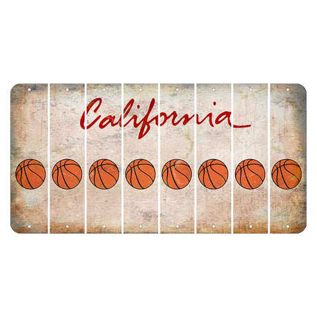 California White Cut License Plate Strips (Set of 8) Basketball