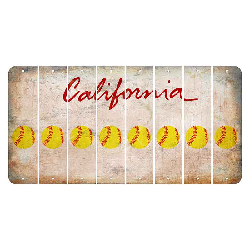 California White Cut License Plate Strips (Set of 8) Softball