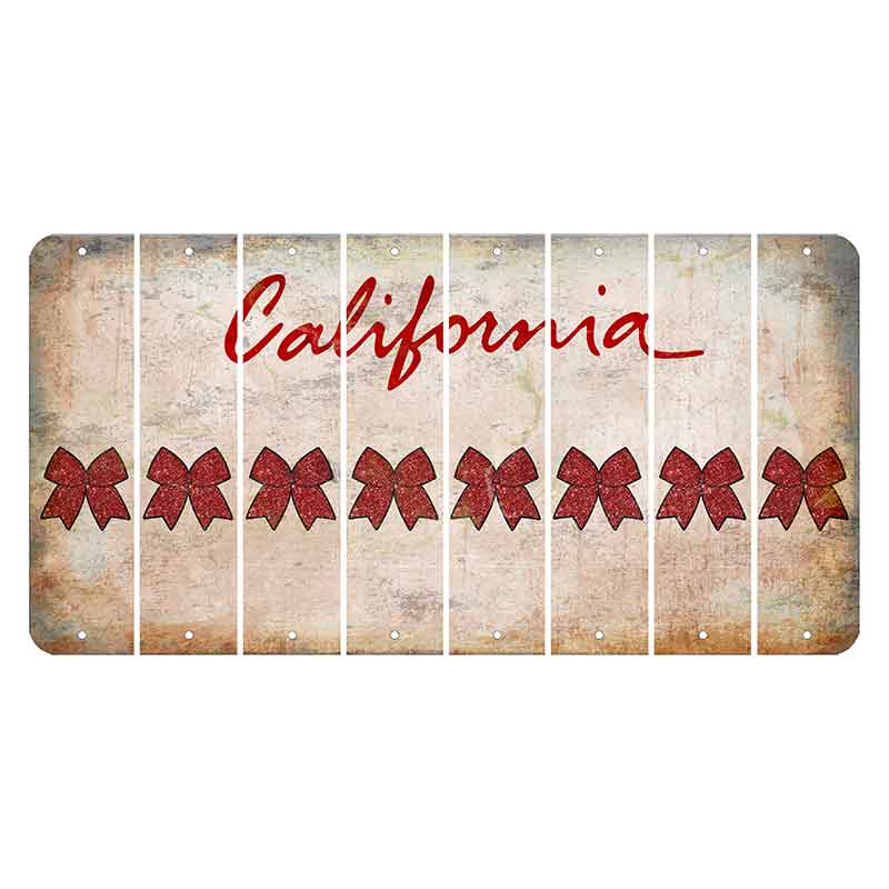 California White Cut License Plate Strips (Set of 8) Cheer Bow