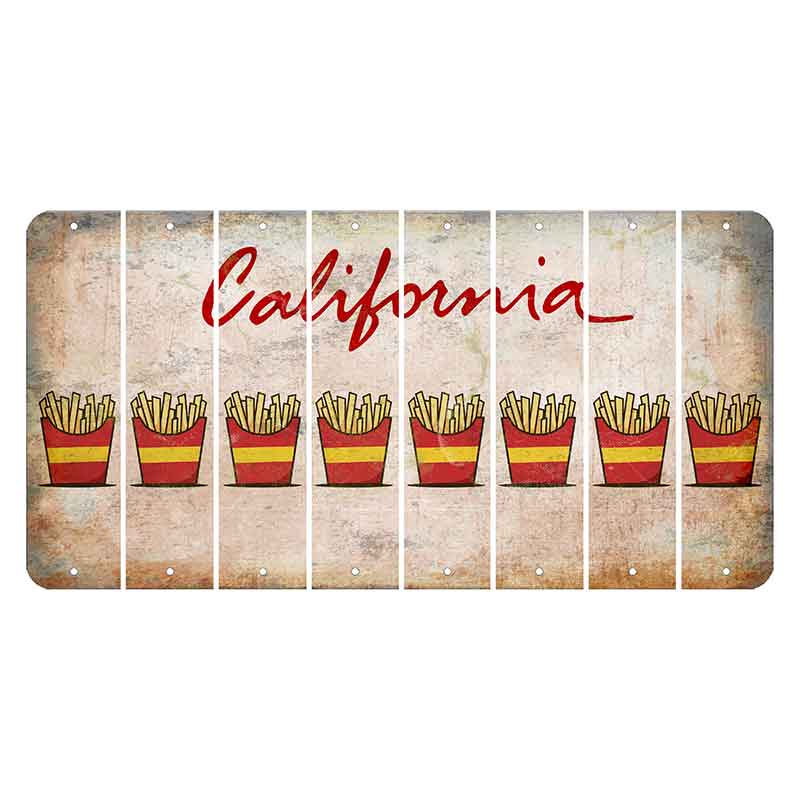 California White Cut License Plate Strips (Set of 8) French Fries